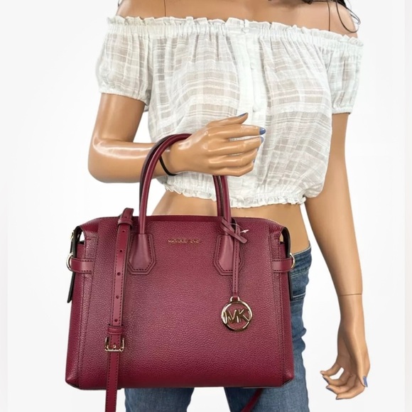 Michael Kors “Mercer” Medium Belted Satchel, Mulberry Color- Rare! - Picture 11 of 14